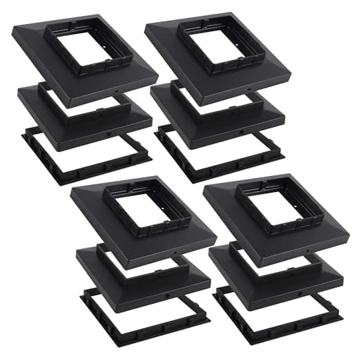 Dynaming Black Mount Base for Solar Post Lights, Fit for 5x5 or 5.5x5.5 Vinyl/Wooden Post (4 Pack)