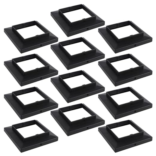 Dynaming Black Mount Base for Solar Post Lights, Fit for 5x5 Vinyl/Wooden Post, 12 Pack