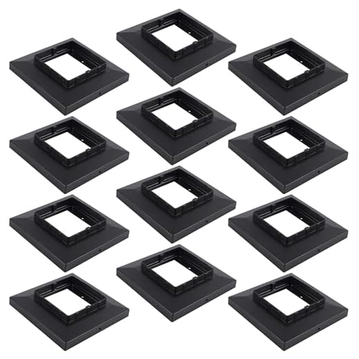 Dynaming Black Mount Base for Solar Post Lights, Fit for 6x6 Wooden Post (Cap Inner Size 5.5"x5.5"), 12 Pack