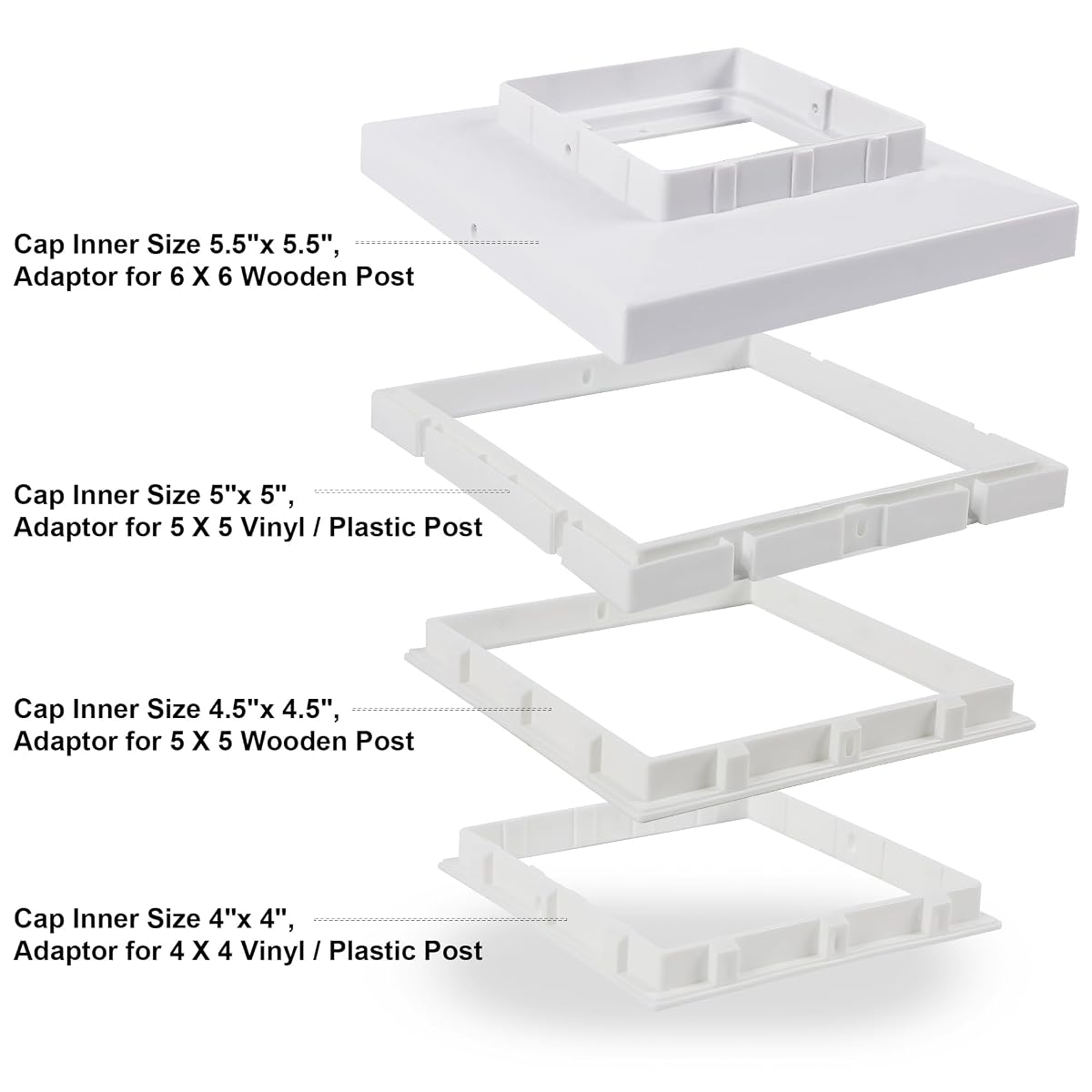 Dynaming White Mount Base for Solar Post Lights, Fit for 4x4, 5x5 or 6x6 Vinyl/Wooden Post (12 Pack) - imagem de detalhe 1
