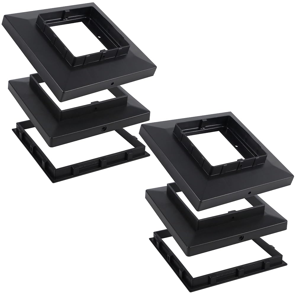 Dynaming Black Mount Base for Solar Post Lights, Fit for 4x4, 5x5 or 6x6 Vinyl/Wooden Post (12 Pack)