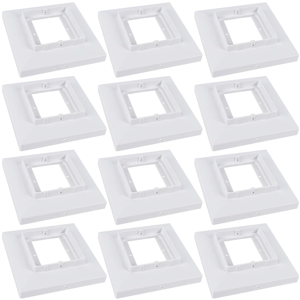 Dynaming White Mount Base for Solar Post Lights, Fit for 4x4, 5x5 or 6x6 Vinyl/Wooden Post (12 Pack)