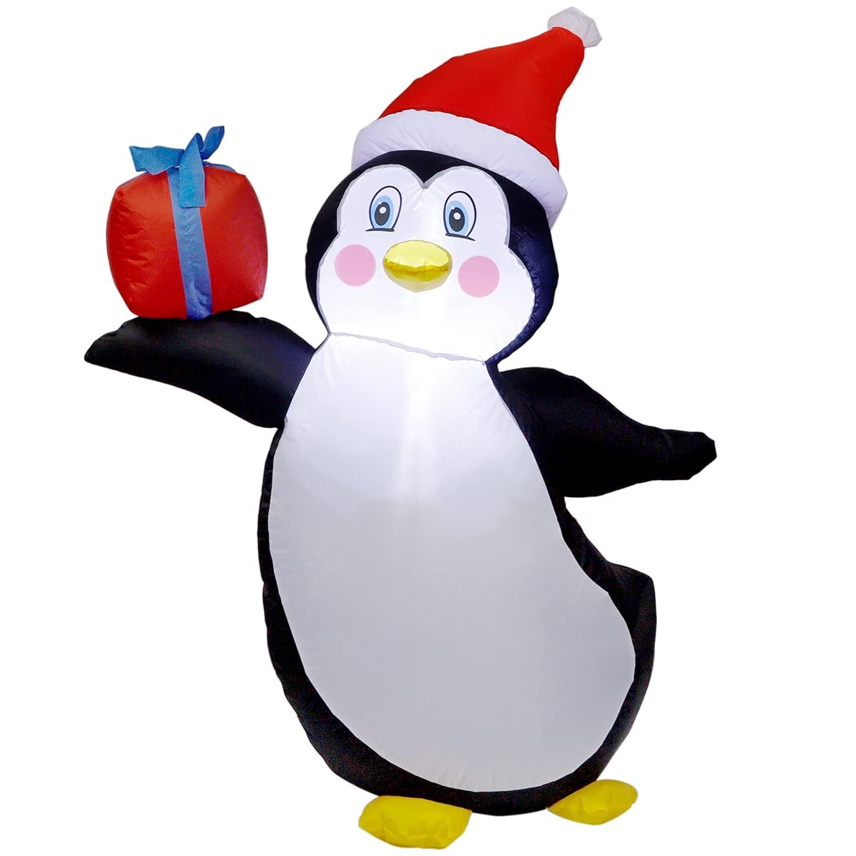 Prsildan 4 FT Christmas Inflatable Penguin, Build-in LED Lights Blow up Penguin with Gift Box and Christmas Hat, Xmas Yard Decorations for Indoor Outdoor Garden Lawn Front Door Holiday Party - imagem de detalhe 1