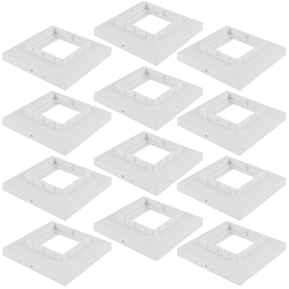 Dynaming White Mount Base for Solar Post Lights, Fit for 6x6 Wooden Post (Cap Inner Size 5.5"x5.5"), 12 Pack