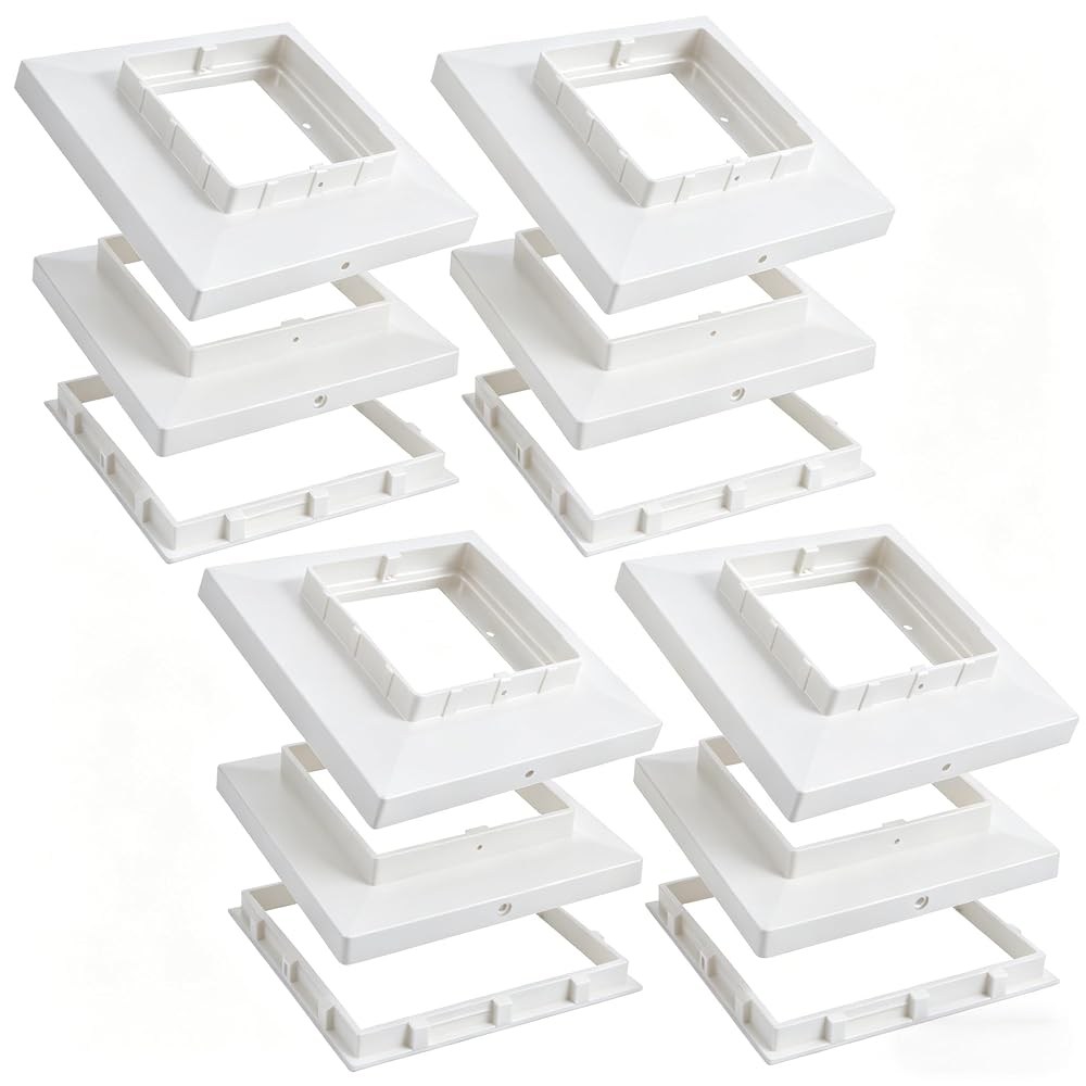 Dynaming White Mount Base for Solar Post Lights, Fit for 5x5 or 5.5x5.5 Vinyl/Wooden Post (4 Pack)
