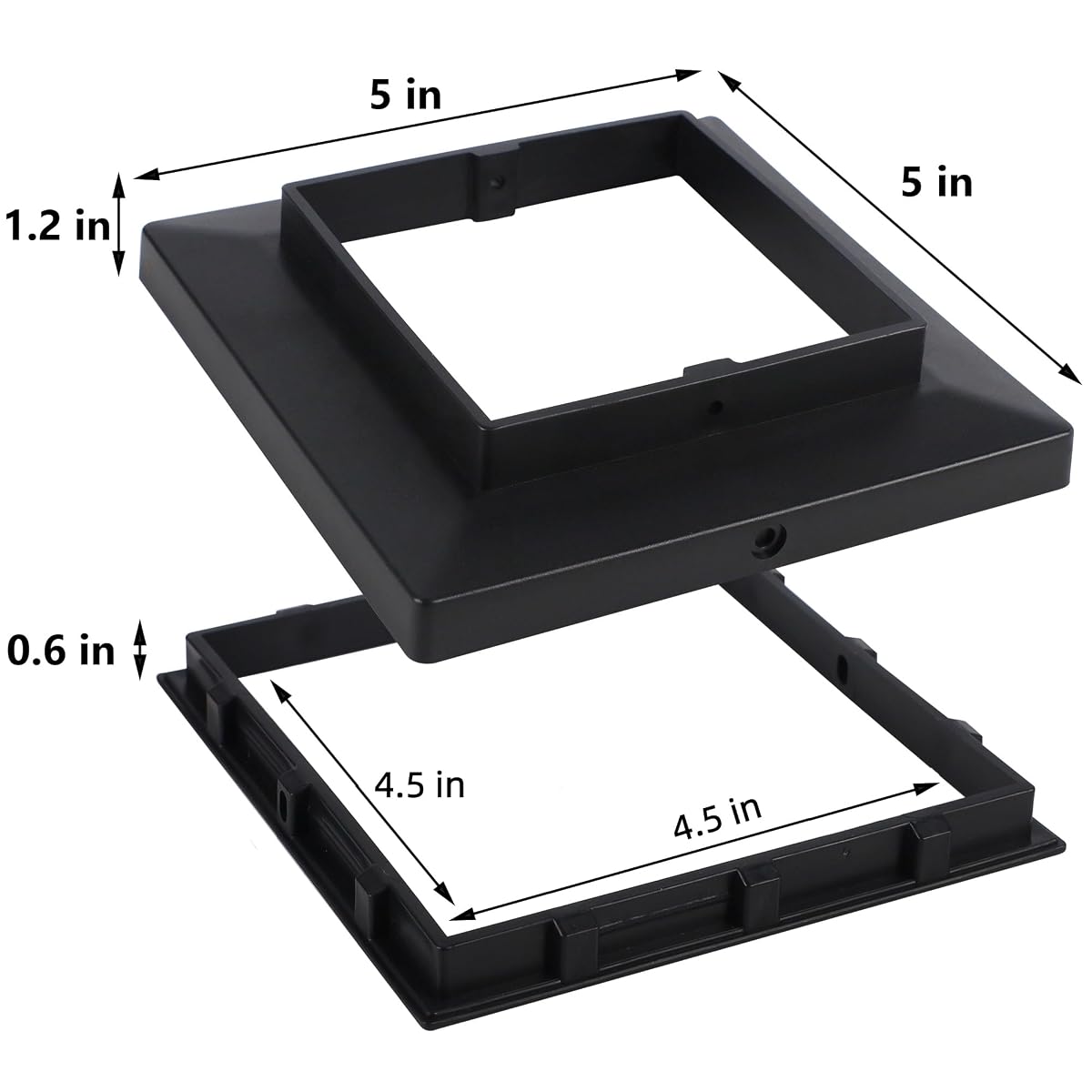 Dynaming Black Mount Base for Solar Post Lights, Fit for 5x5 Vinyl/Wooden Post, 12 Pack - imagem de detalhe 1