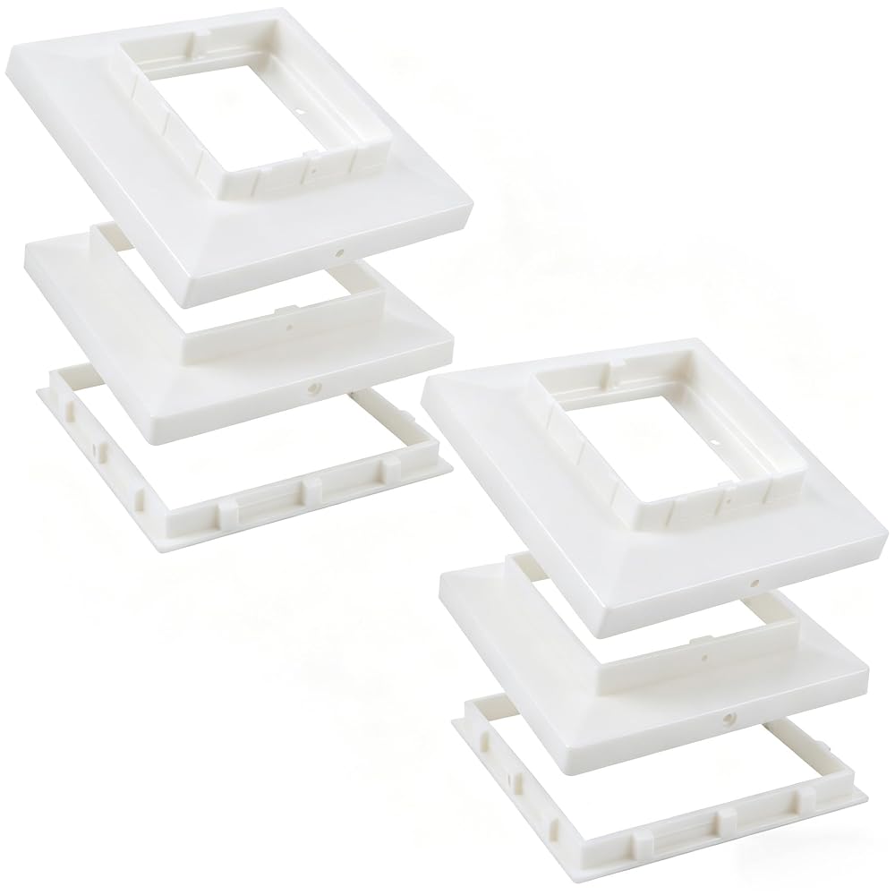 Dynaming White Mount Base for Solar Post Lights, Fit for 5x5 or 5.5x5.5 Vinyl/Wooden Post (2 Pack)