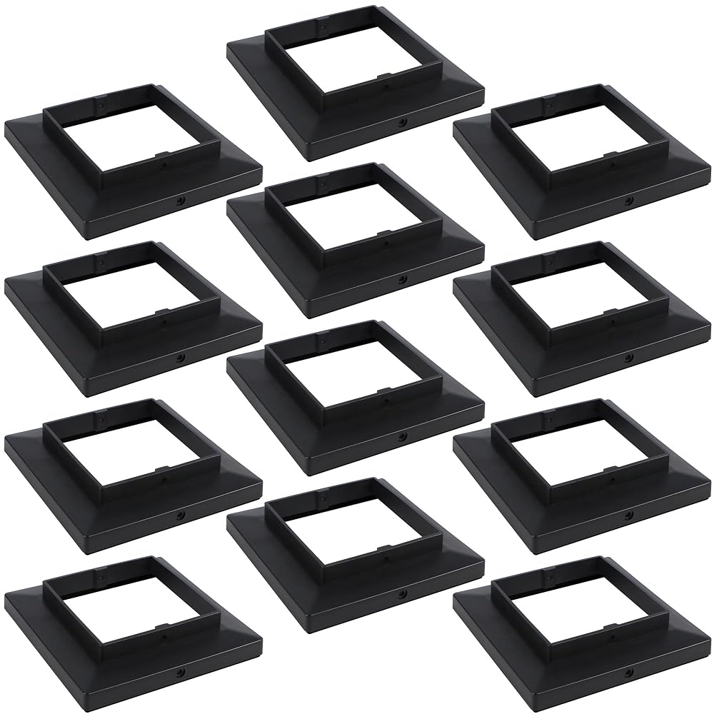 Dynaming Black Mount Base for Solar Post Lights, Fit for 5x5 Vinyl/Wooden Post, 12 Pack