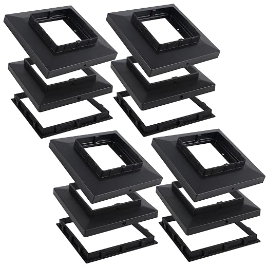 Dynaming Black Mount Base for Solar Post Lights, Fit for 5x5 or 5.5x5.5 Vinyl/Wooden Post (4 Pack)