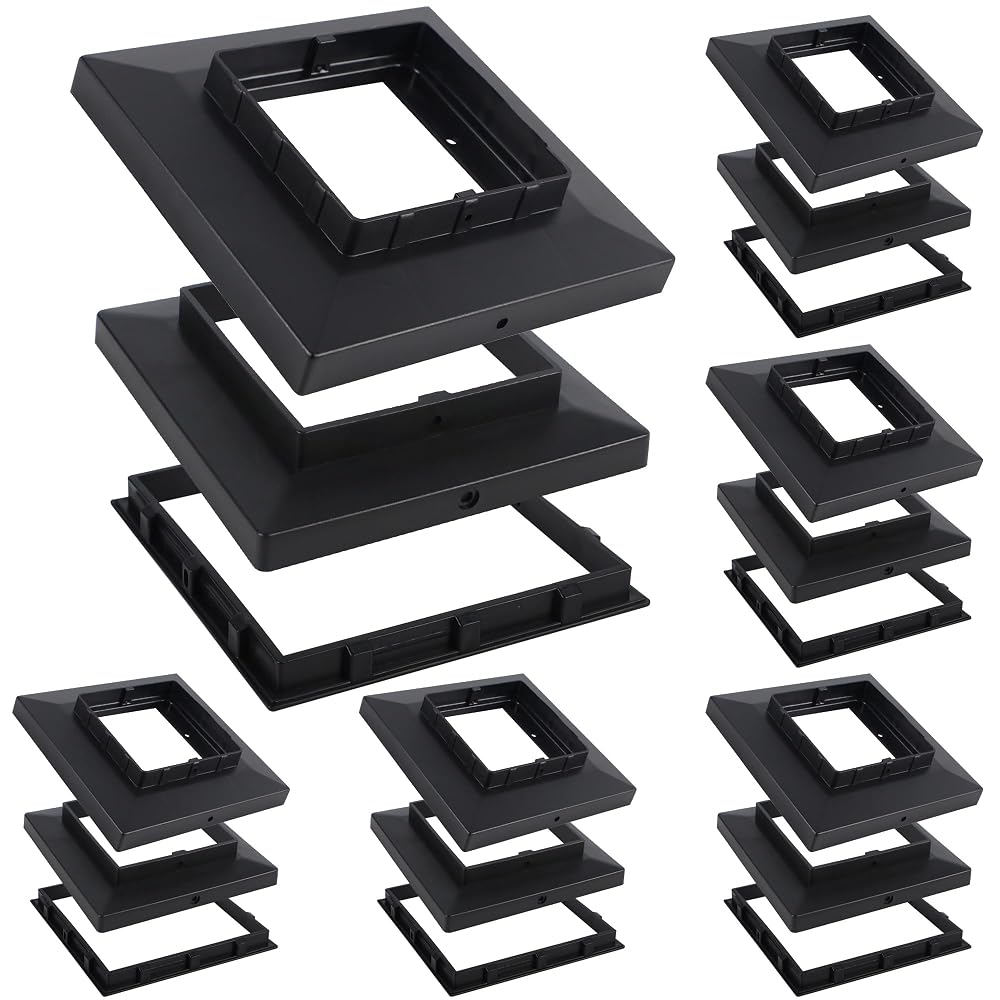 Dynaming Black Mount Base for Solar Post Lights, Fit for 5x5 or 5.5x5.5 Vinyl/Wooden Post (6 Pack)