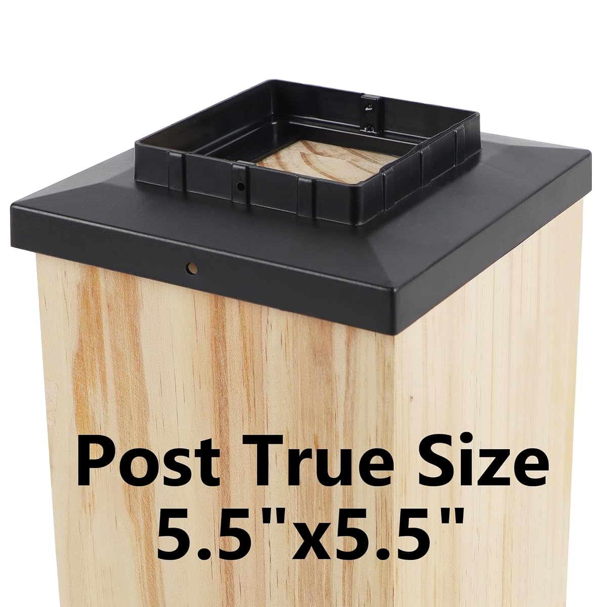 Dynaming Black Mount Base for Solar Post Lights, Fit for 6x6 Wooden Post (Cap Inner Size 5.5"x5.5"), 12 Pack - imagem de detalhe 1