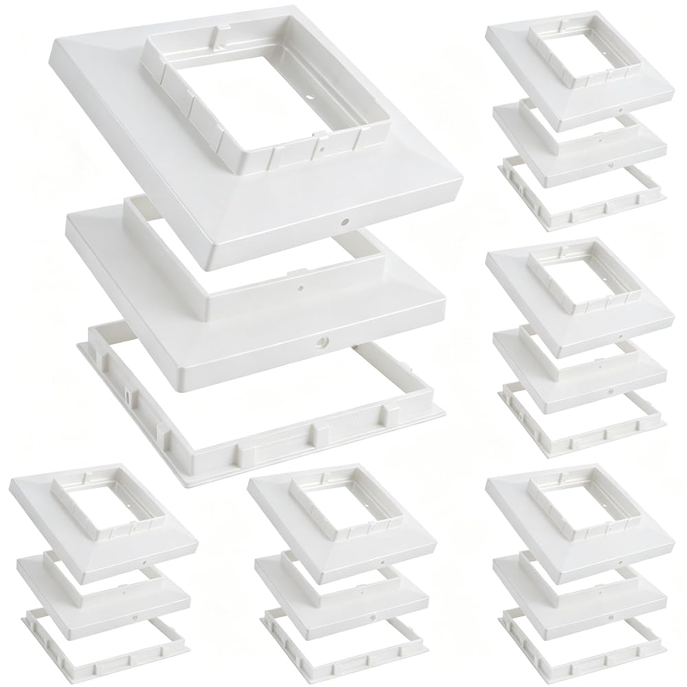 Dynaming White Mount Base for Solar Post Lights, Fit for 5x5 or 5.5x5.5 Vinyl/Wooden Post (6 Pack)